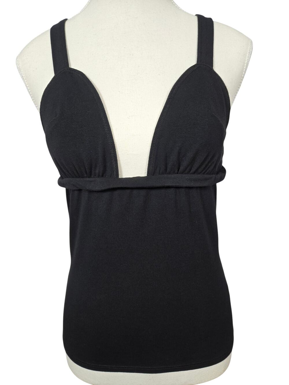 The Line By K Josephine Black Deep V Neck Tank Top Babydoll Size M Y2K Going Out